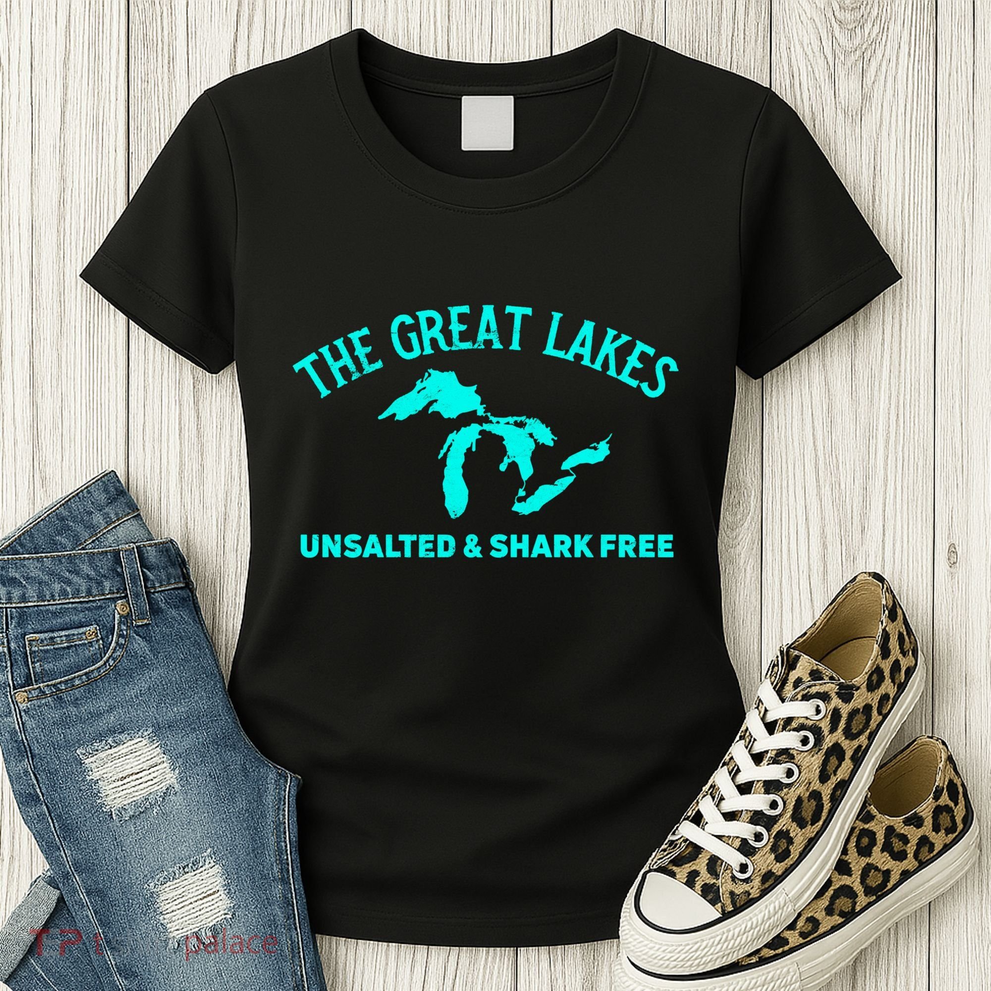 Unsalted N Shark Free The Great Lakes  Michigan Women's T-Shirt