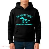 Unsalted N Shark Free The Great Lakes  Michigan Kids Hoodie thumb 4