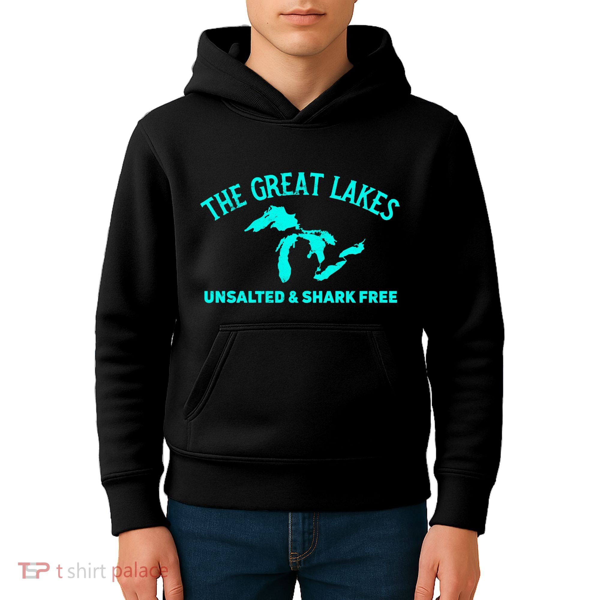 Unsalted N Shark Free The Great Lakes  Michigan Kids Hoodie