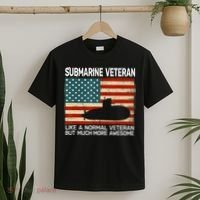 US Navy Submarine Veteran USA Flag Vintage Submariner T-Shirt thumb 2