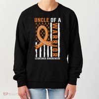 Uncle Of A Leukemia Warrior Awareness Orange USA Flag Women's Sweatshirt thumb 0