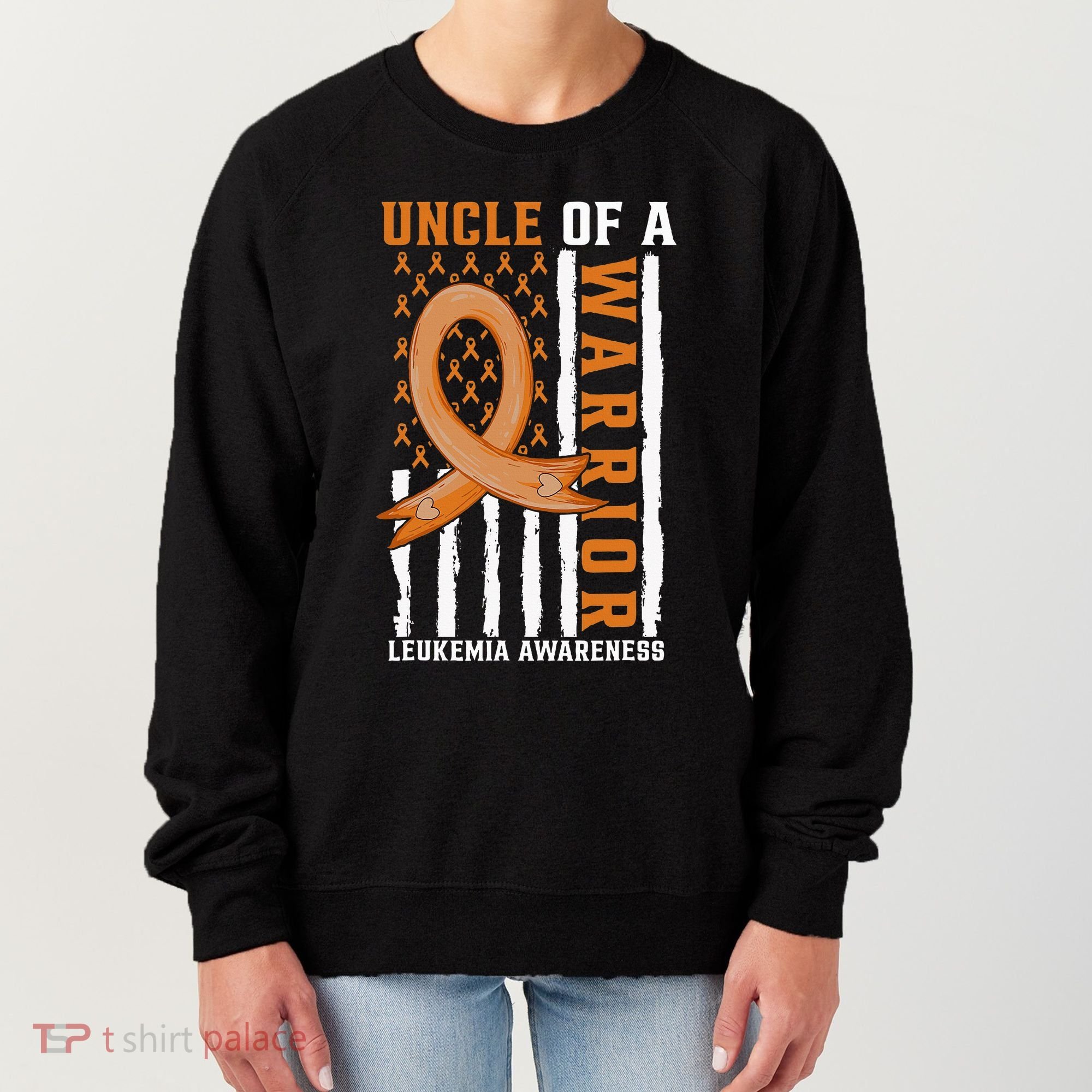 Uncle Of A Leukemia Warrior Awareness Orange USA Flag Women's Sweatshirt