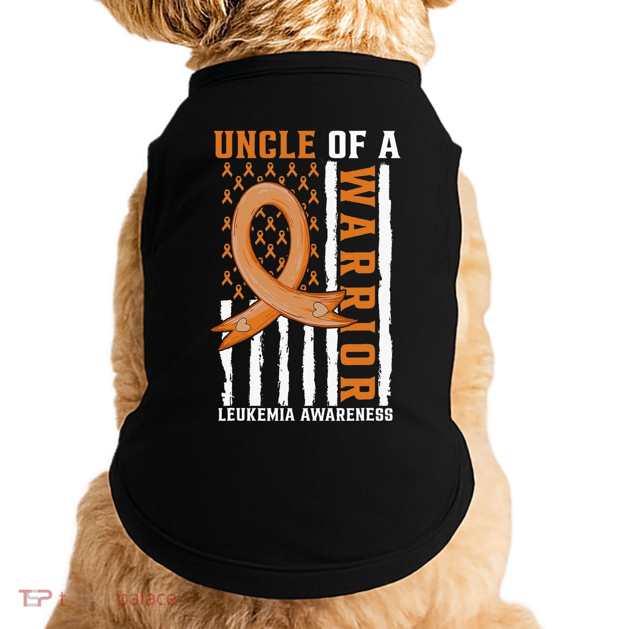 Uncle Of A Leukemia Warrior Awareness Orange USA Flag Doggie Tank