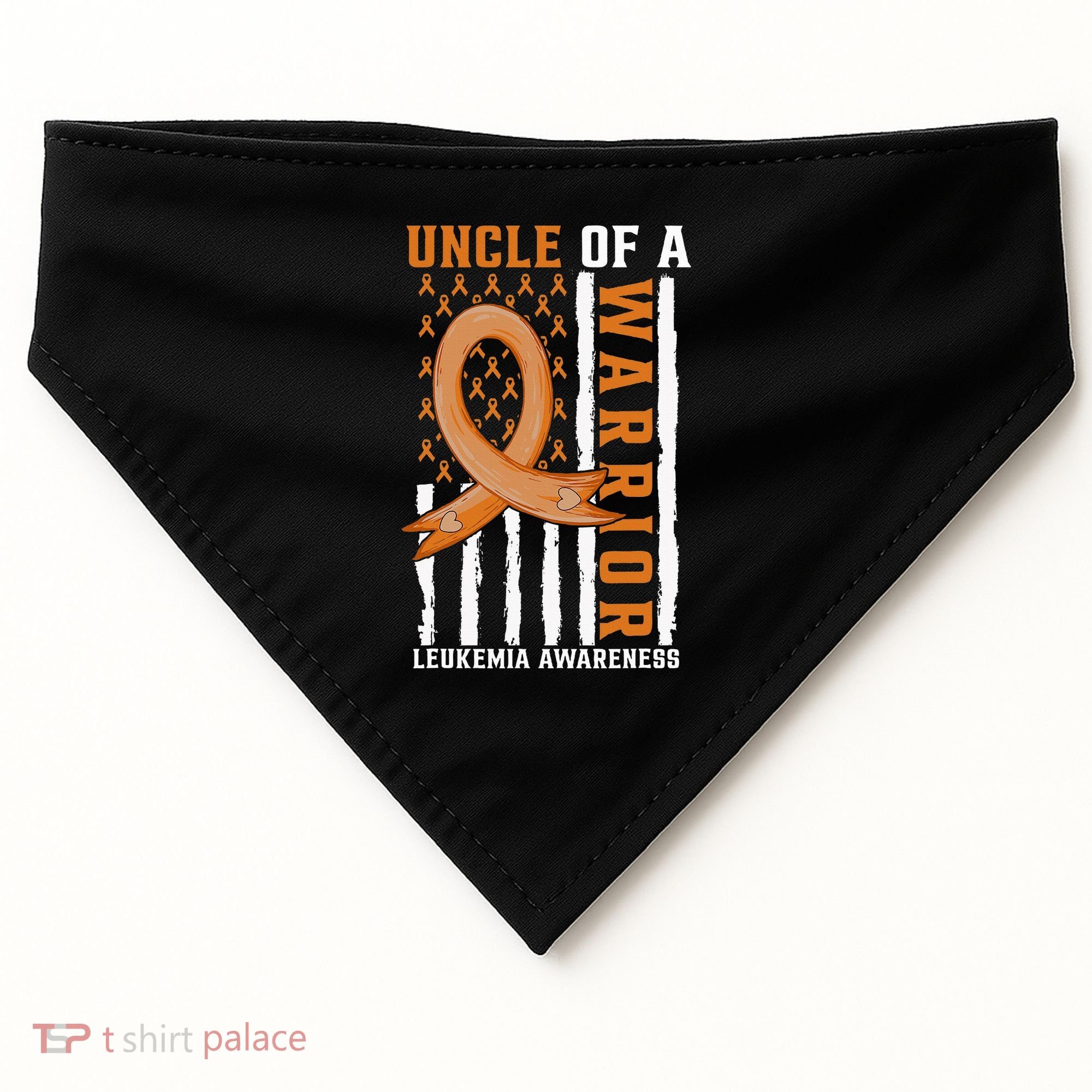 Uncle Of A Leukemia Warrior Awareness Orange USA Flag USA-Made Doggie Bandana