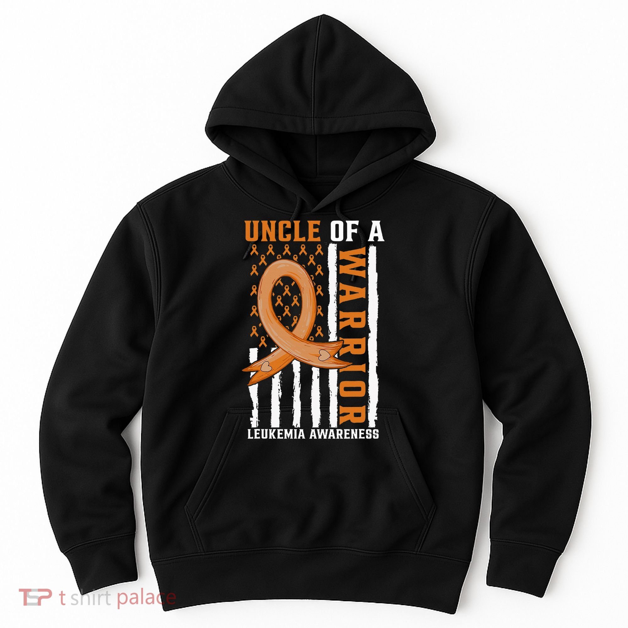 Uncle Of A Leukemia Warrior Awareness Orange USA Flag Hoodie