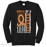 Uncle Of A Leukemia Warrior Awareness Orange USA Flag Sweatshirt thumb 0
