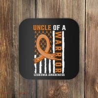 Uncle Of A Leukemia Warrior Awareness Orange USA Flag Coaster thumb 0
