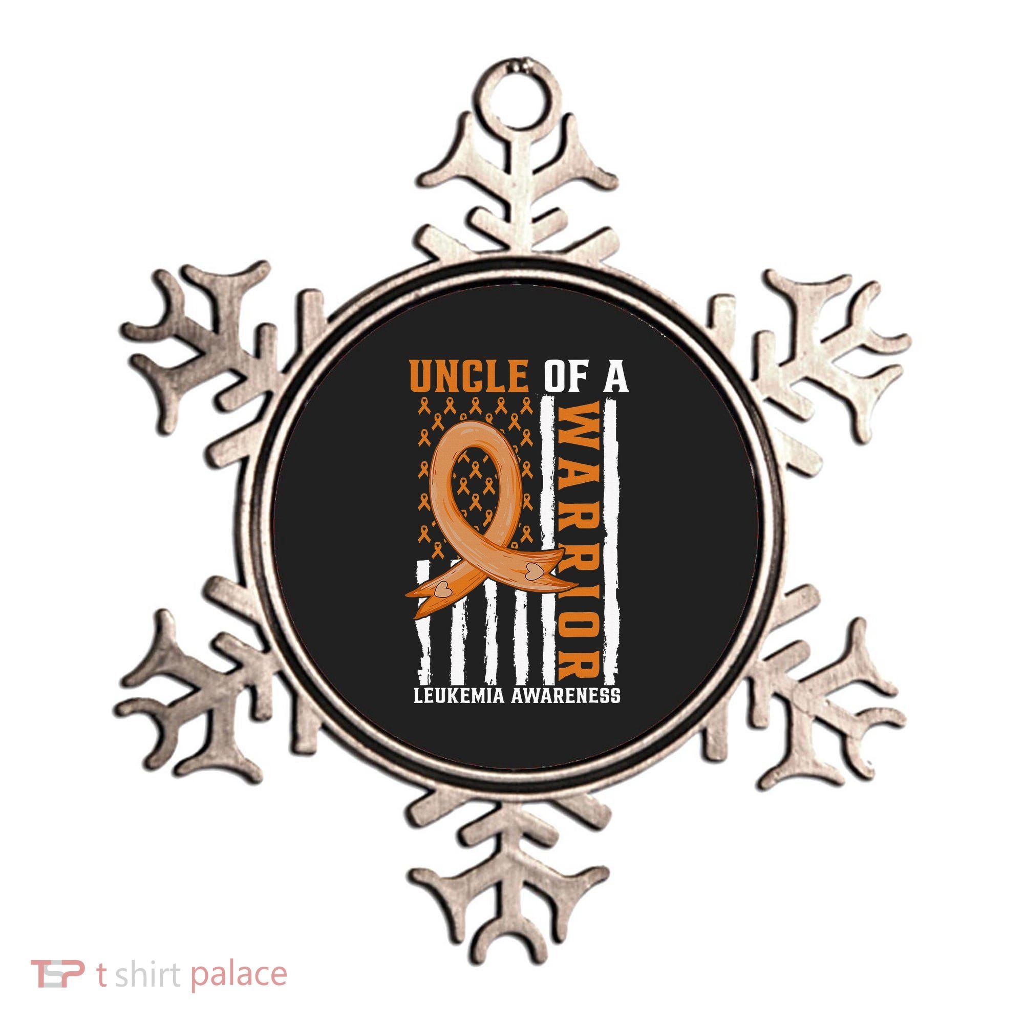 Uncle Of A Leukemia Warrior Awareness Orange USA Flag Ornament