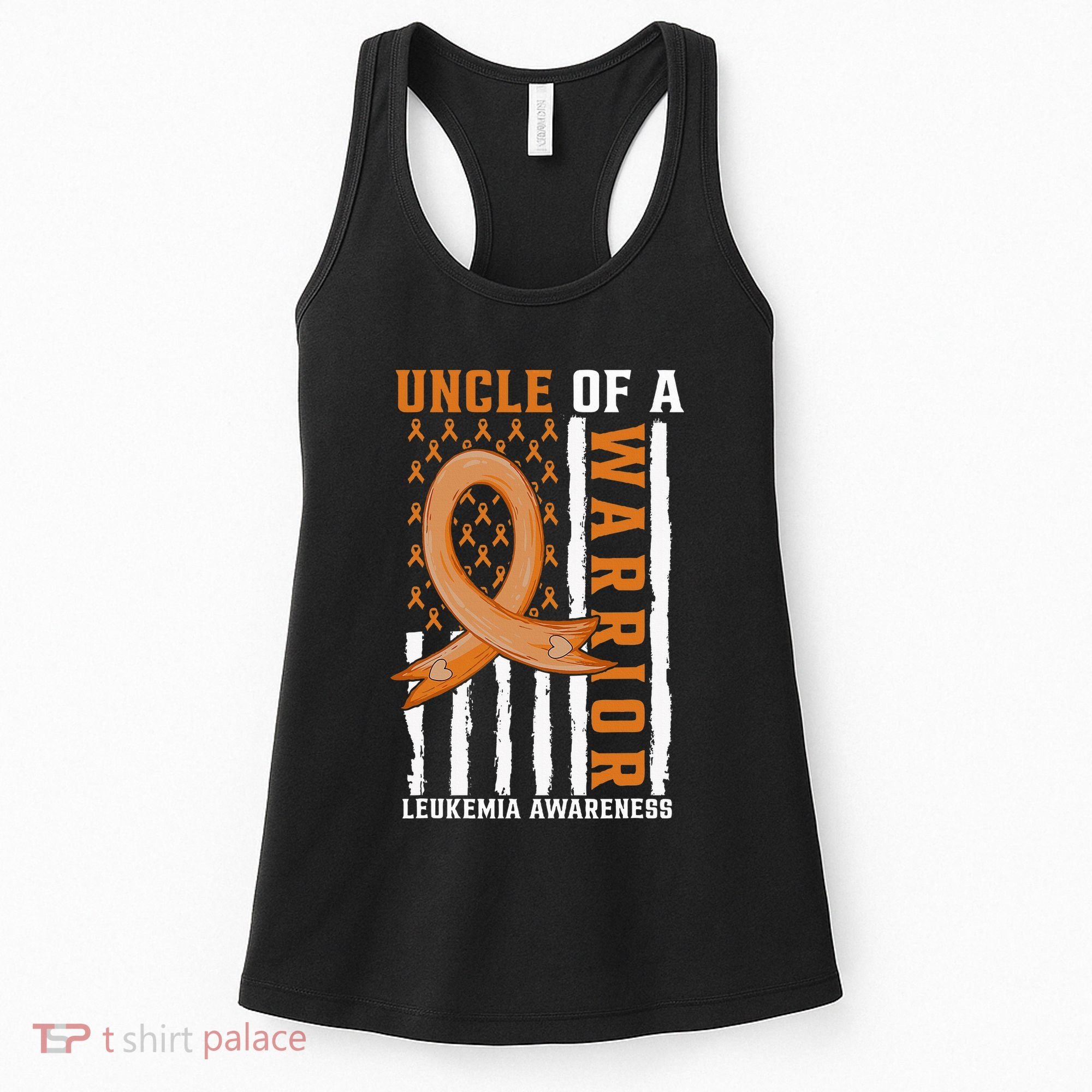 Uncle Of A Leukemia Warrior Awareness Orange USA Flag Women's Tank Top