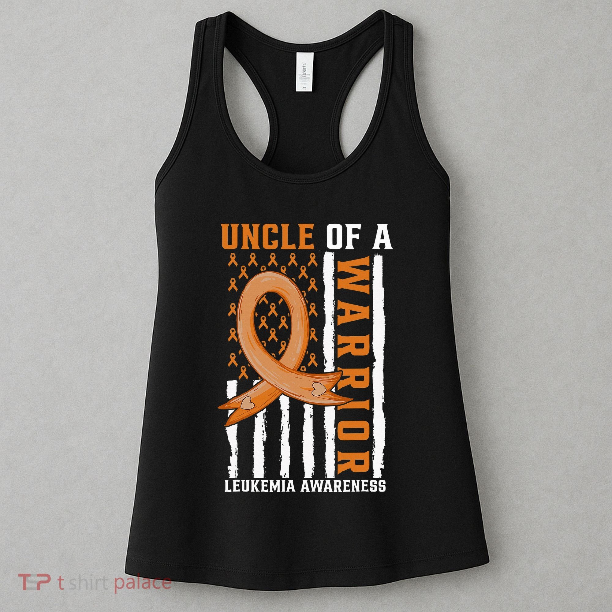 Uncle Of A Leukemia Warrior Awareness Orange USA Flag Women's Tank Top