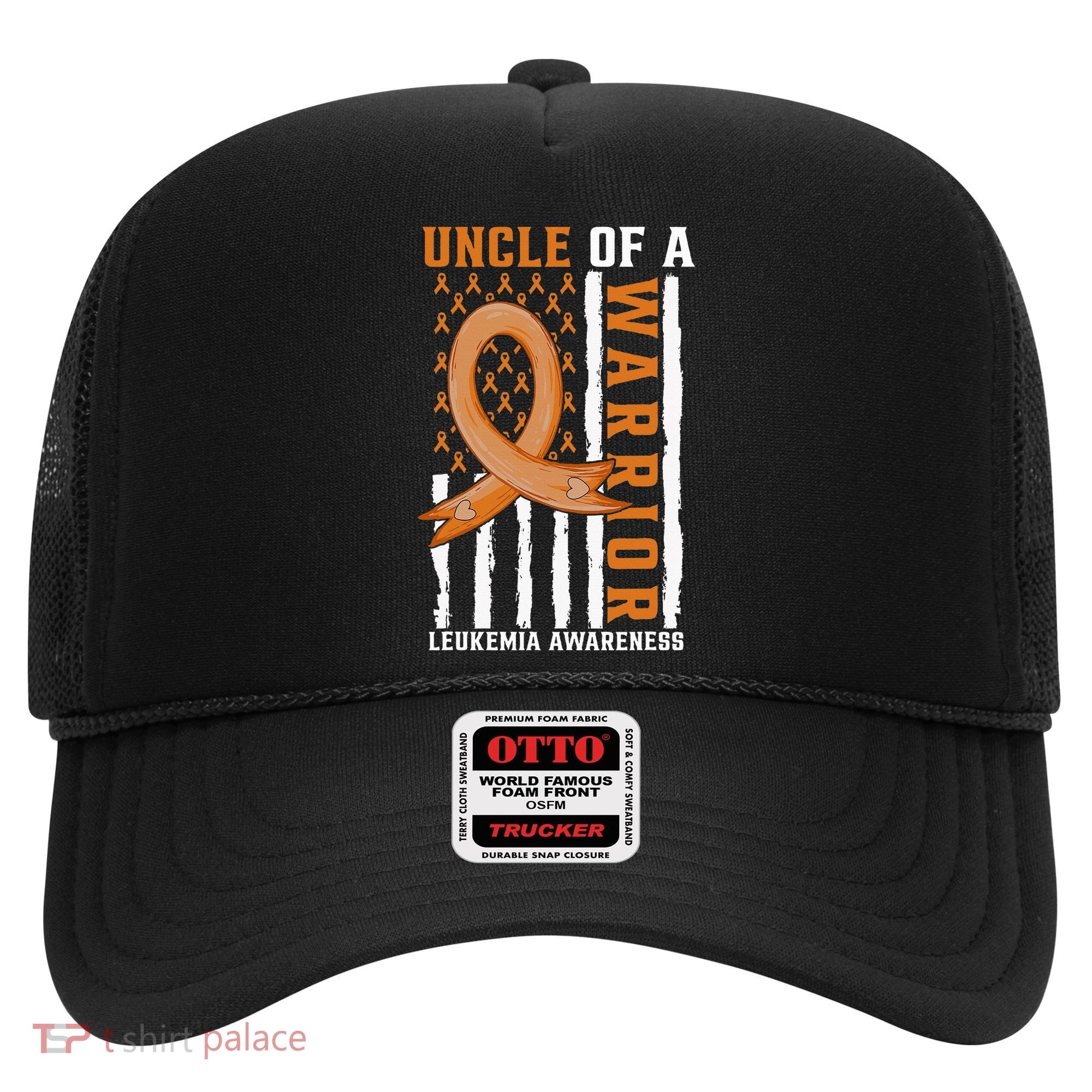 Uncle Of A Leukemia Warrior Awareness Orange USA Flag Hat