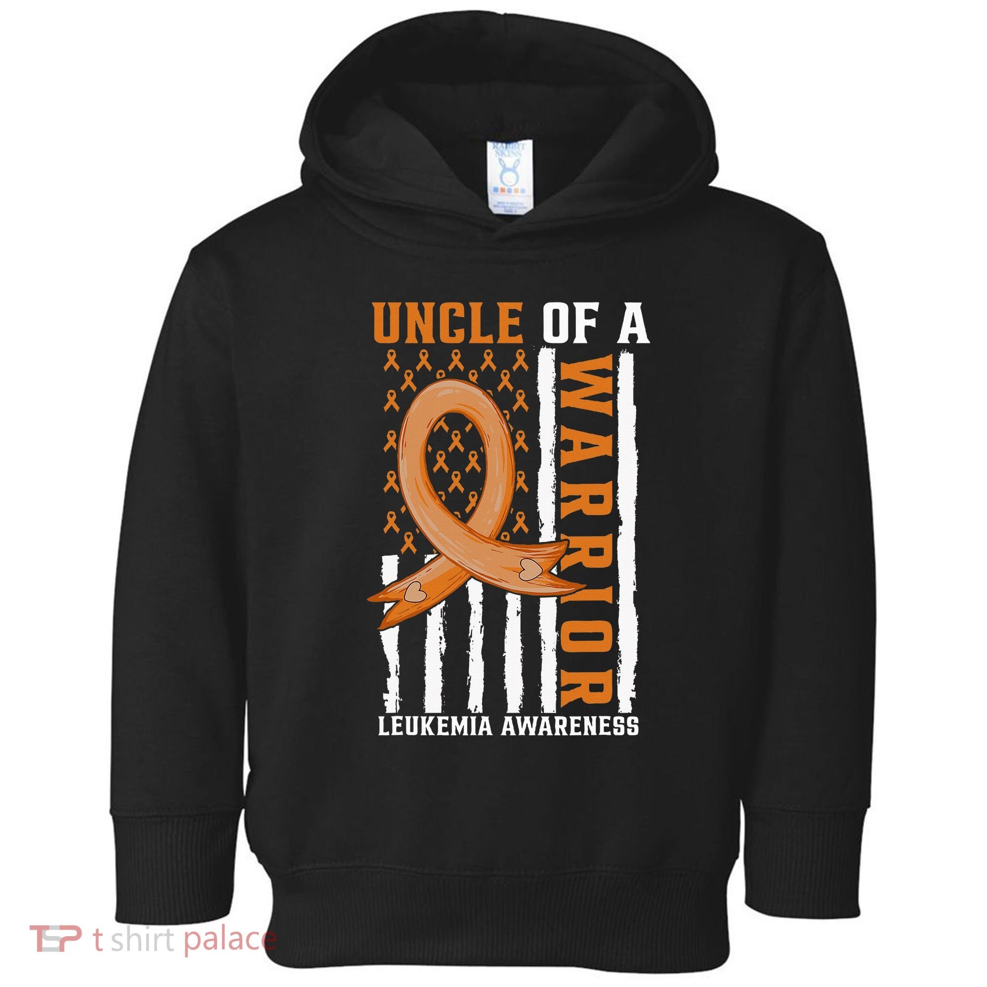 Uncle Of A Leukemia Warrior Awareness Orange USA Flag Toddler Hoodie