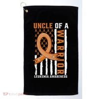 Uncle Of A Leukemia Warrior Awareness Orange USA Flag Golf Towel thumb 0