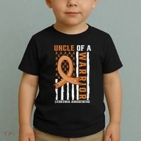Uncle Of A Leukemia Warrior Awareness Orange USA Flag Toddler T-Shirt thumb 2