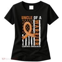 Uncle Of A Leukemia Warrior Awareness Orange USA Flag Women's T-Shirt thumb 0