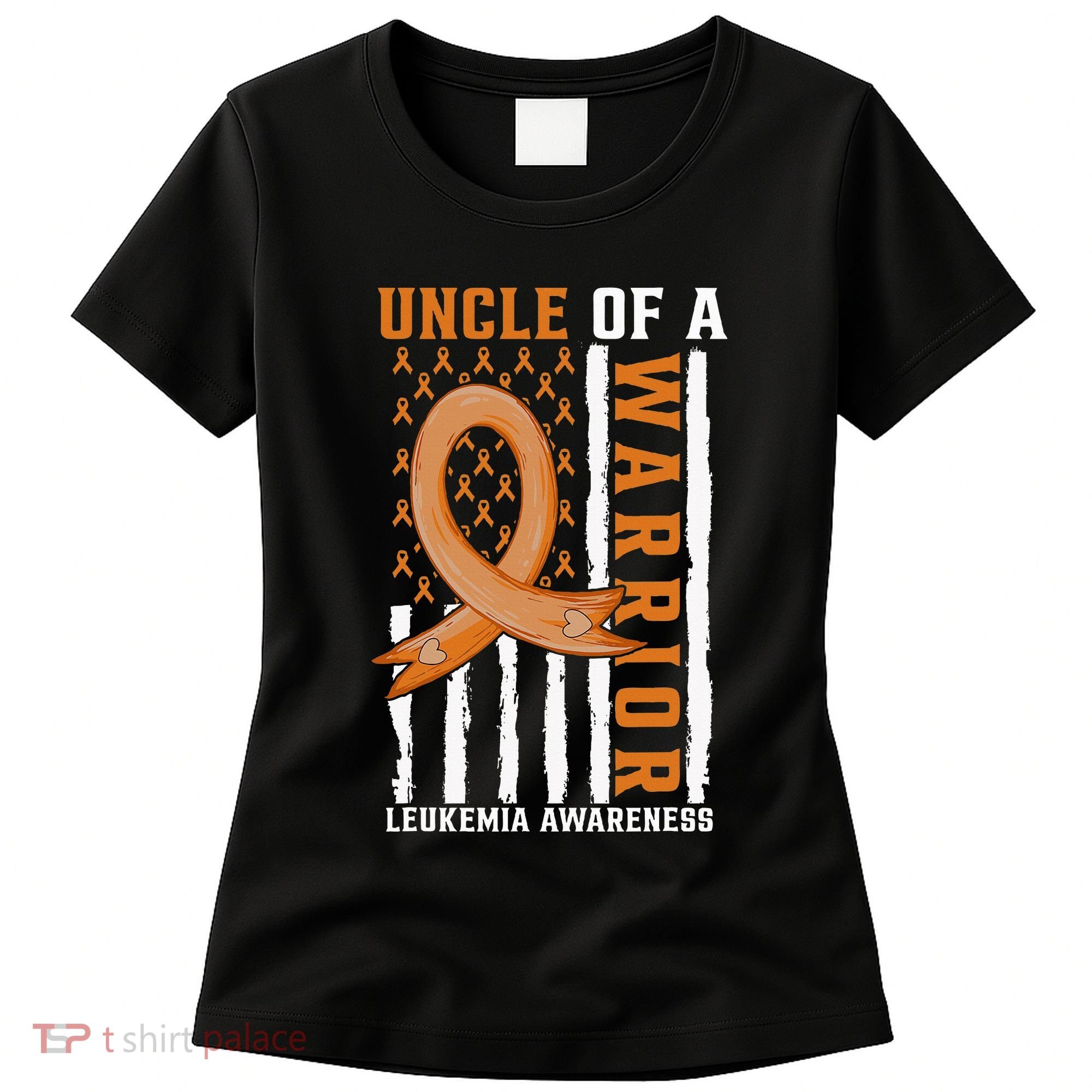 Uncle Of A Leukemia Warrior Awareness Orange USA Flag Women's T-Shirt