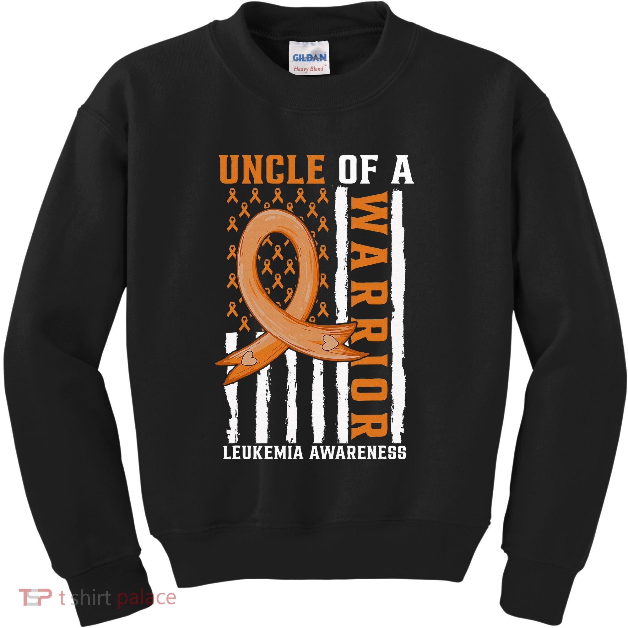 Uncle Of A Leukemia Warrior Awareness Orange USA Flag Kids Sweatshirt