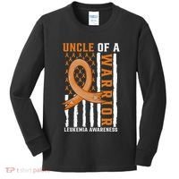 Uncle Of A Leukemia Warrior Awareness Orange USA Flag Kids Long Sleeve Shirt thumb 0