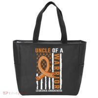 Uncle Of A Leukemia Warrior Awareness Orange USA Flag Tote Bag thumb 0