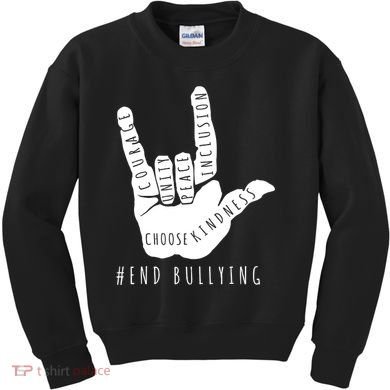 Unity Orange Day End Bullying Love Sign Language Kids Sweatshirt