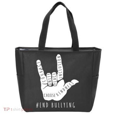 Unity Orange Day End Bullying Love Sign Language Tote Bag