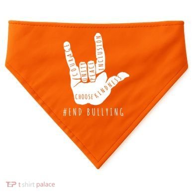 Unity Orange Day End Bullying Love Sign Language USA-Made Doggie Bandana