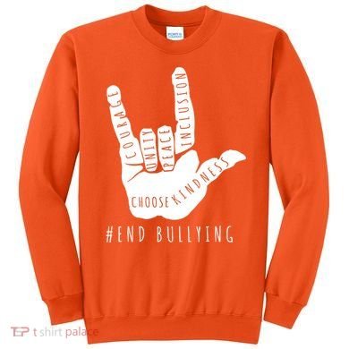 Unity Orange Day End Bullying Love Sign Language Sweatshirt