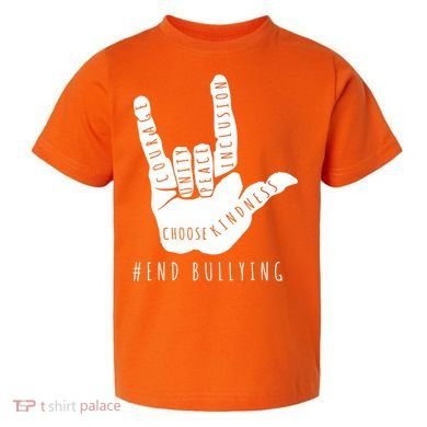 Unity Orange Day End Bullying Love Sign Language Toddler T-Shirt