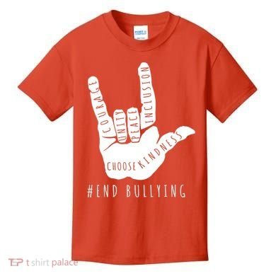 Unity Orange Day End Bullying Love Sign Language Kids T-Shirt