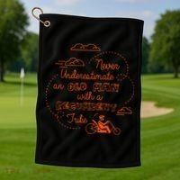 Underestimate Old Man Recumbent Trike Bike Bicycle Gift Golf Towel thumb 1