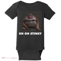 Uh Oh Stinky Poop Meme Funny Monkey Baby Bodysuit thumb 0