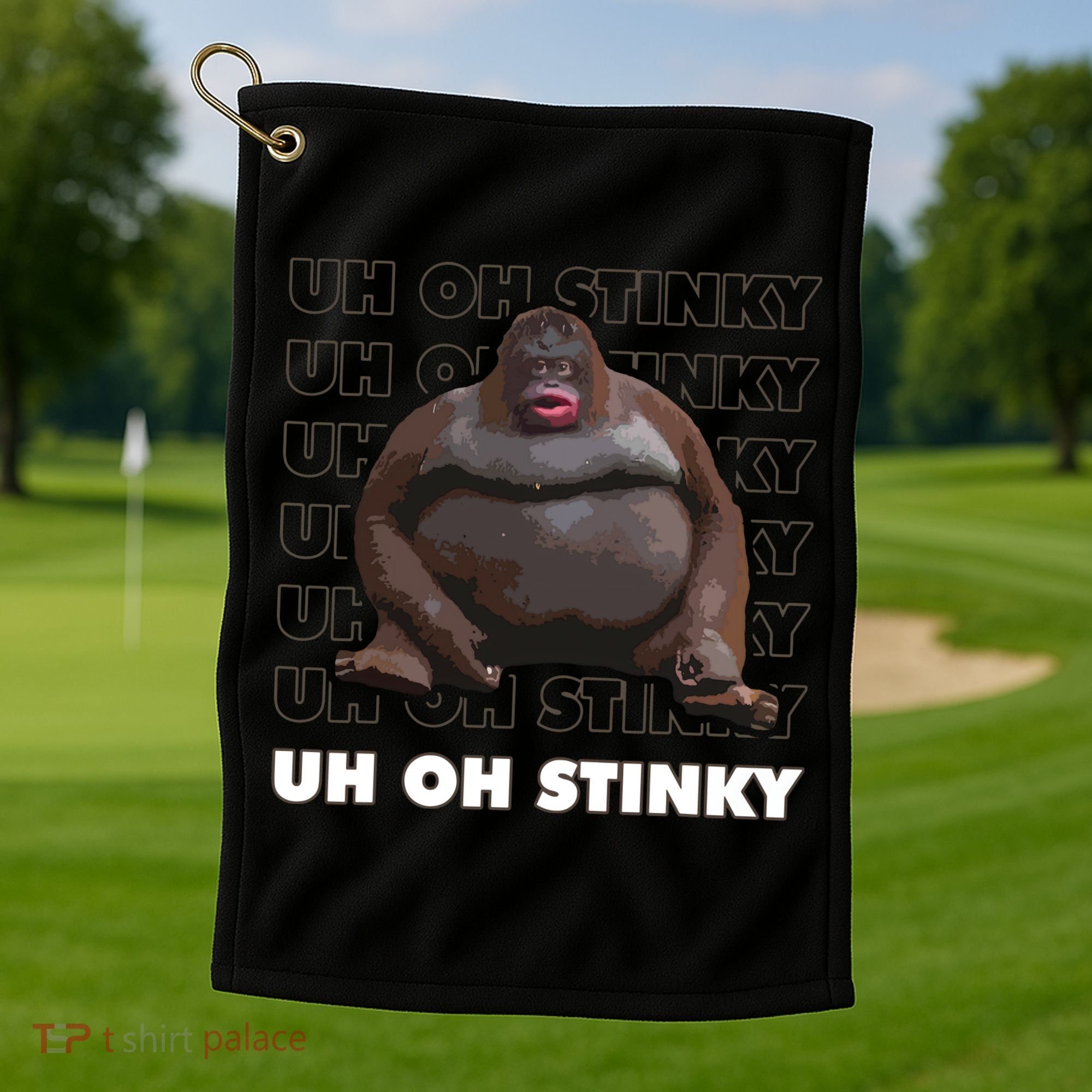 Uh Oh Stinky Poop Meme Funny Monkey Golf Towel