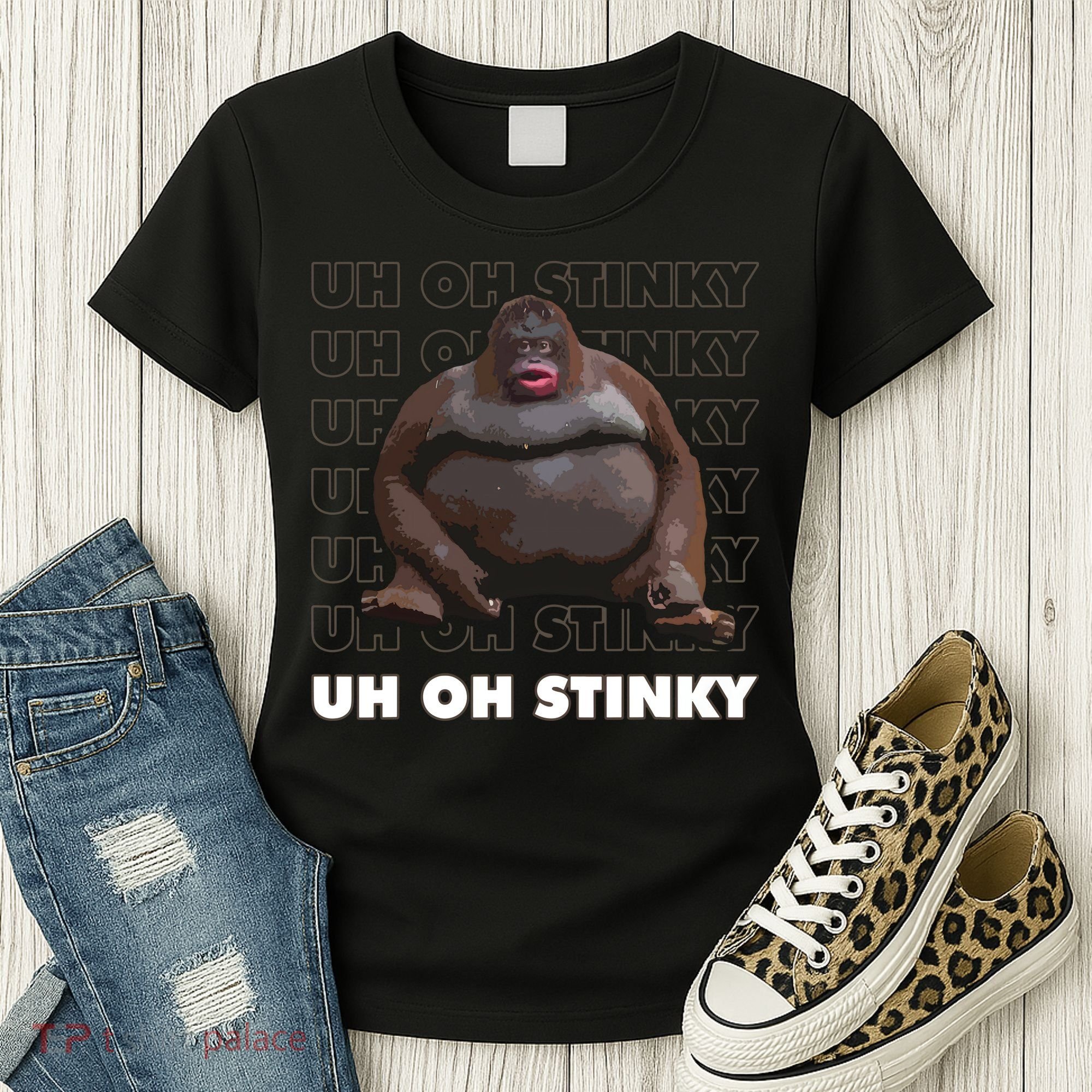Uh Oh Stinky Poop Meme Funny Monkey Women's T-Shirt