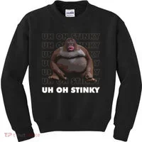 Uh Oh Stinky Poop Meme Funny Monkey Kids Sweatshirt thumb 0
