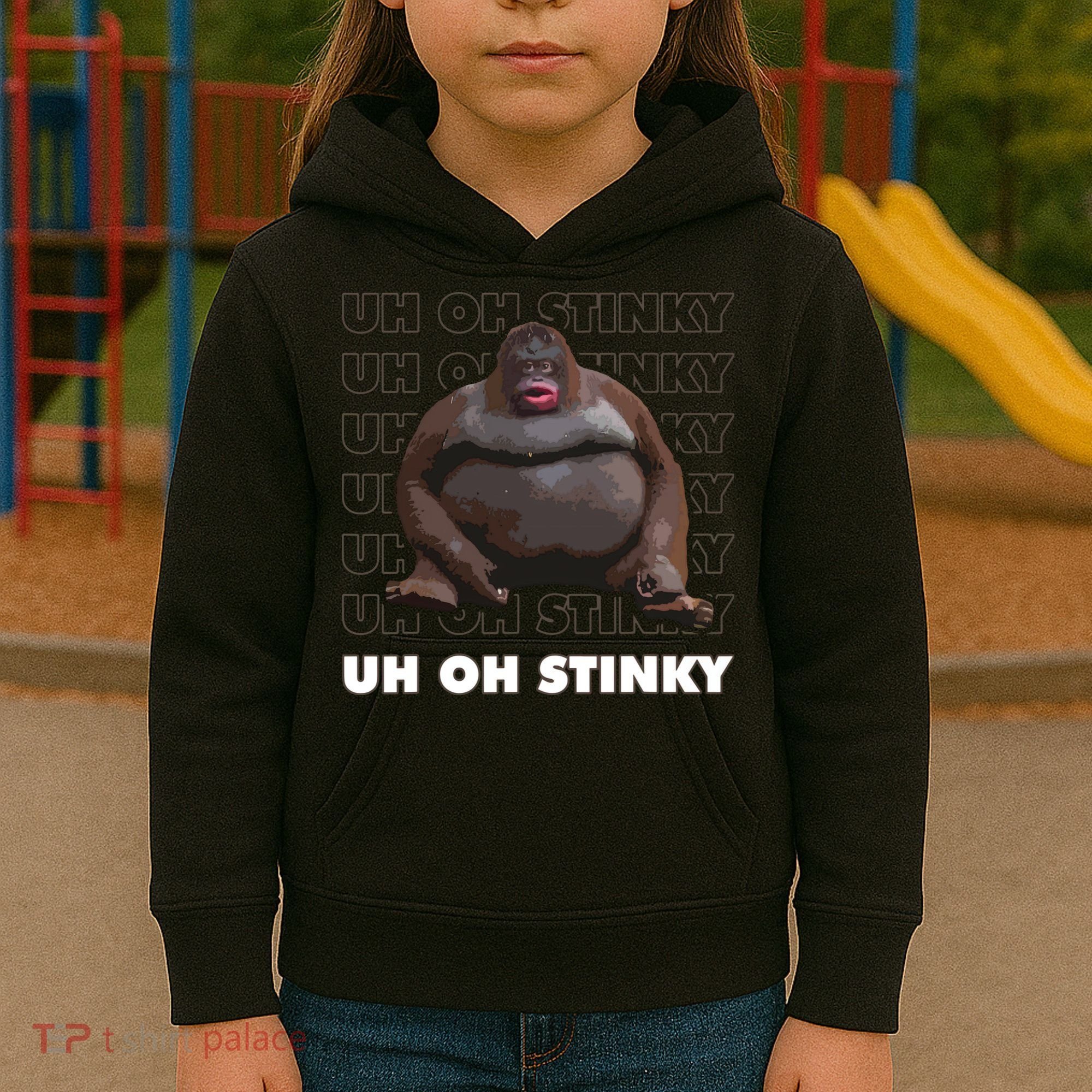 Uh Oh Stinky Poop Meme Funny Monkey Kids Hoodie