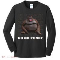 Uh Oh Stinky Poop Meme Funny Monkey Kids Long Sleeve Shirt thumb 0