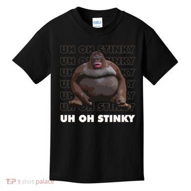 Uh Oh Stinky Poop Meme Funny Monkey Kids T-Shirt