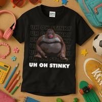 Uh Oh Stinky Poop Meme Funny Monkey Kids T-Shirt thumb 3