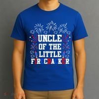 Uncle Of The Little Firecracker Funny Gift 4th Of July Birthday Gift T-Shirt thumb 3