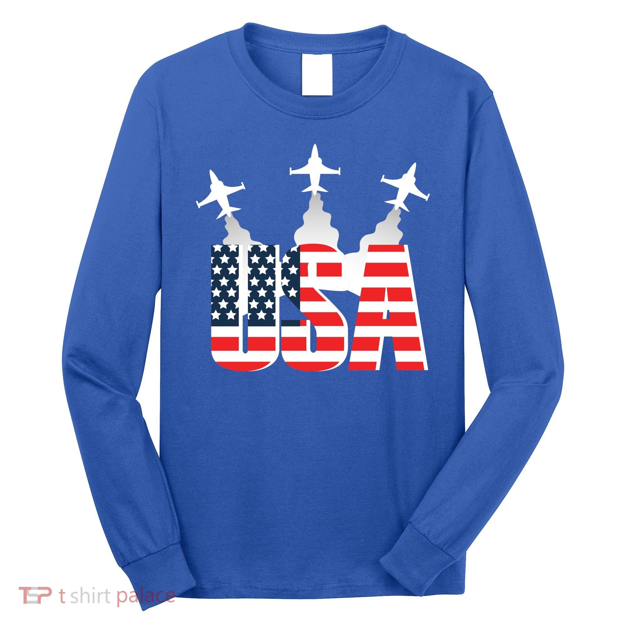 USA Pilot 4th Of July Patriotic Long Sleeve Shirt