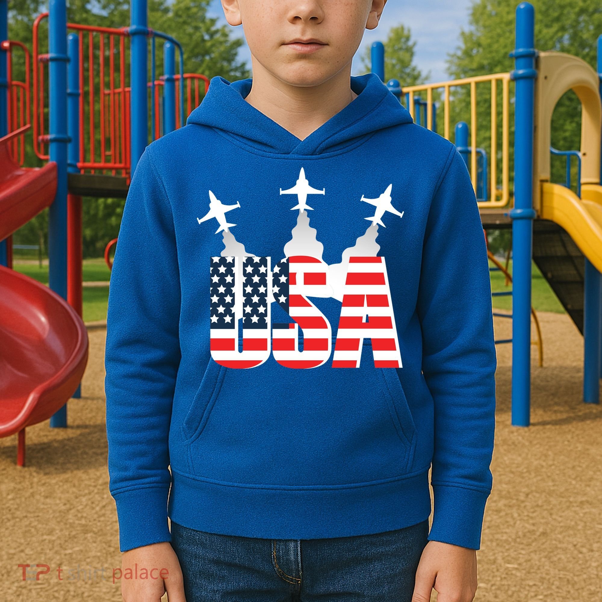 USA Pilot 4th Of July Patriotic Kids Hoodie
