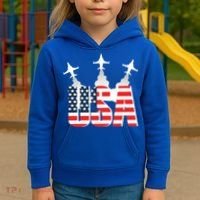 USA Pilot 4th Of July Patriotic Kids Hoodie thumb 3