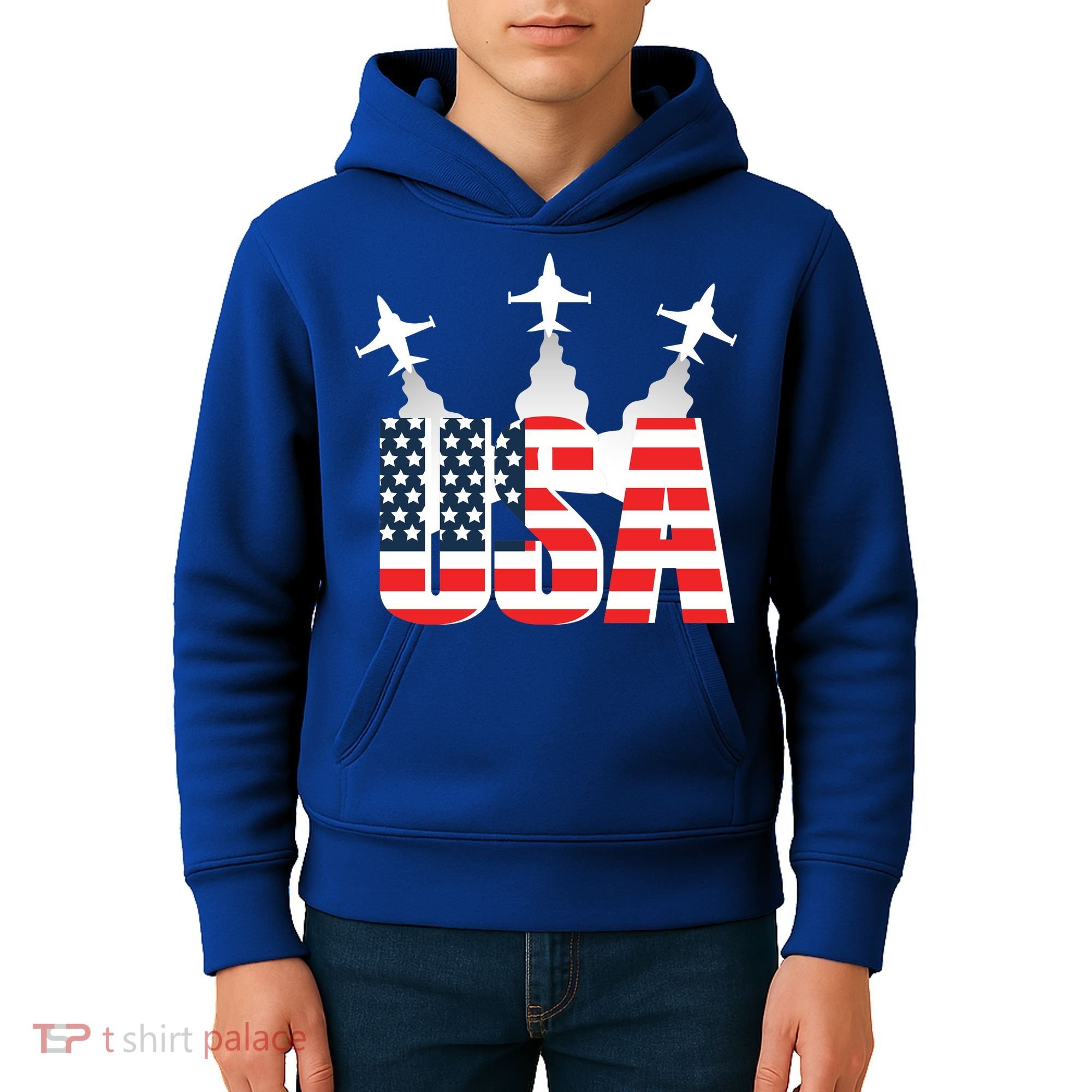 USA Pilot 4th Of July Patriotic Kids Hoodie