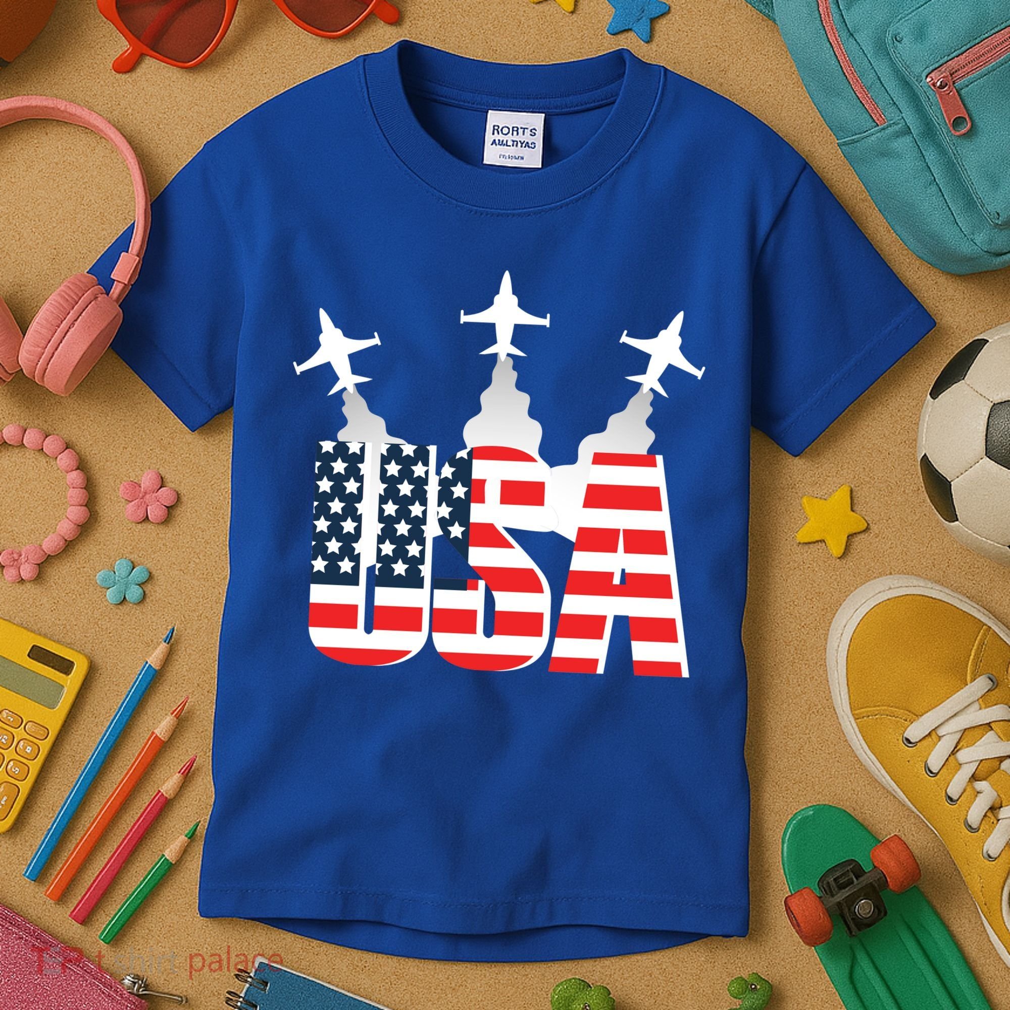 USA Pilot 4th Of July Patriotic Kids T-Shirt