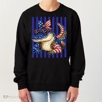 USA Patriotic 4th July Leopard Print Alligator Crocodile  Women's Sweatshirt thumb 0