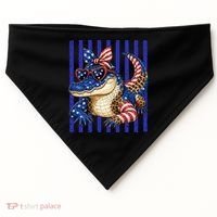 USA Patriotic 4th July Leopard Print Alligator Crocodile  USA-Made Doggie Bandana thumb 0