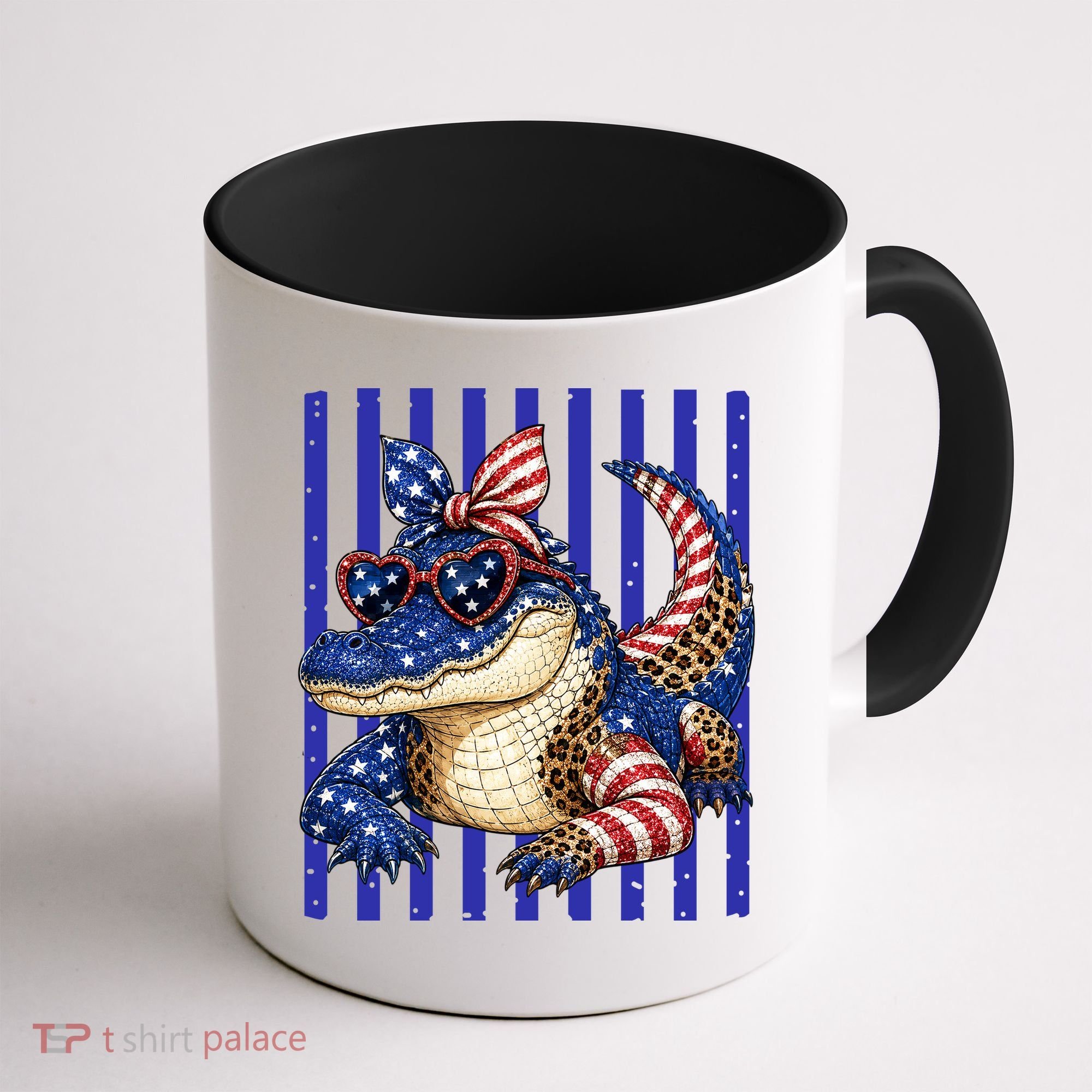 USA Patriotic 4th July Leopard Print Alligator Crocodile  Coffee Mug
