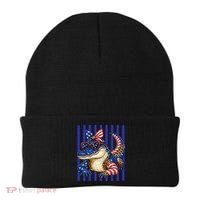 USA Patriotic 4th July Leopard Print Alligator Crocodile  Beanie thumb 0