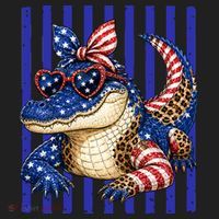 USA Patriotic 4th July Leopard Print Alligator Crocodile  Beanie thumb 2