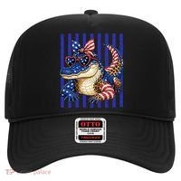 USA Patriotic 4th July Leopard Print Alligator Crocodile  Hat thumb 0